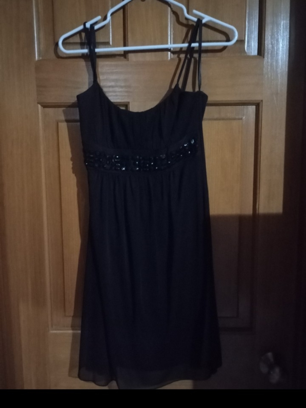 Taboo Black Beaded Spaghetti Strap Mini Dress